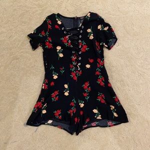 BLACK FLORAL KIDS ROMPER
